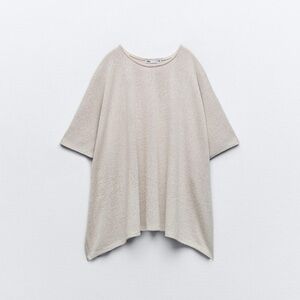 Zara Knit Cape T-Shirt in light sand